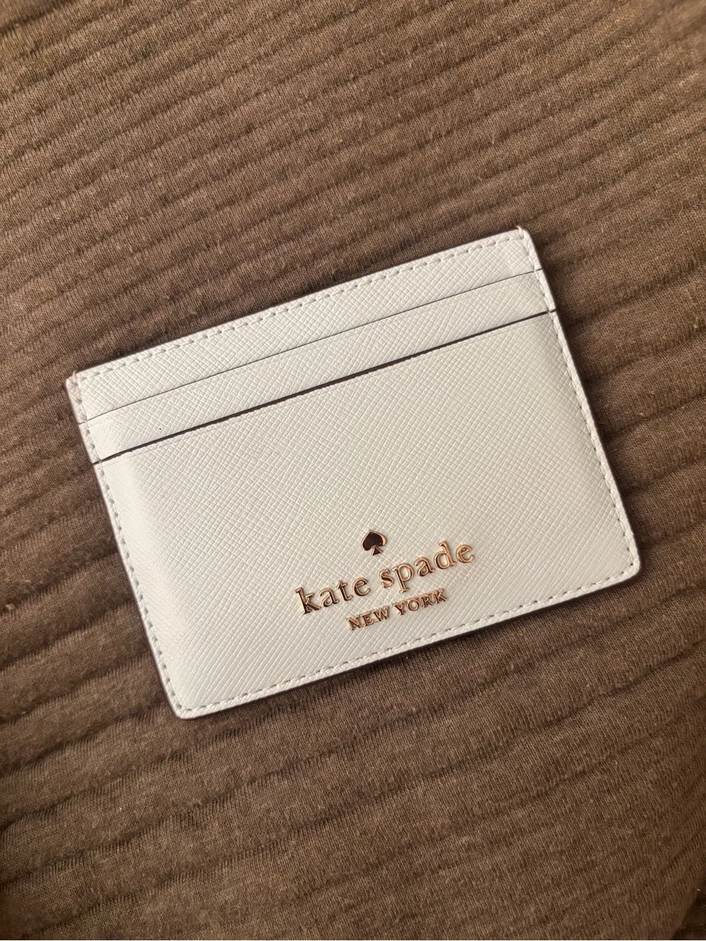 kate spade White Leather Card Case with Gold Logo